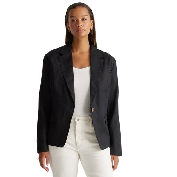 NEW Quince Size XL 100% European Linen Structured Blazer Black Capsule Office - Picture 1 of 5